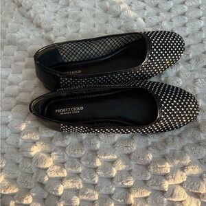 Project Cloud Black and Silver Women's Flats